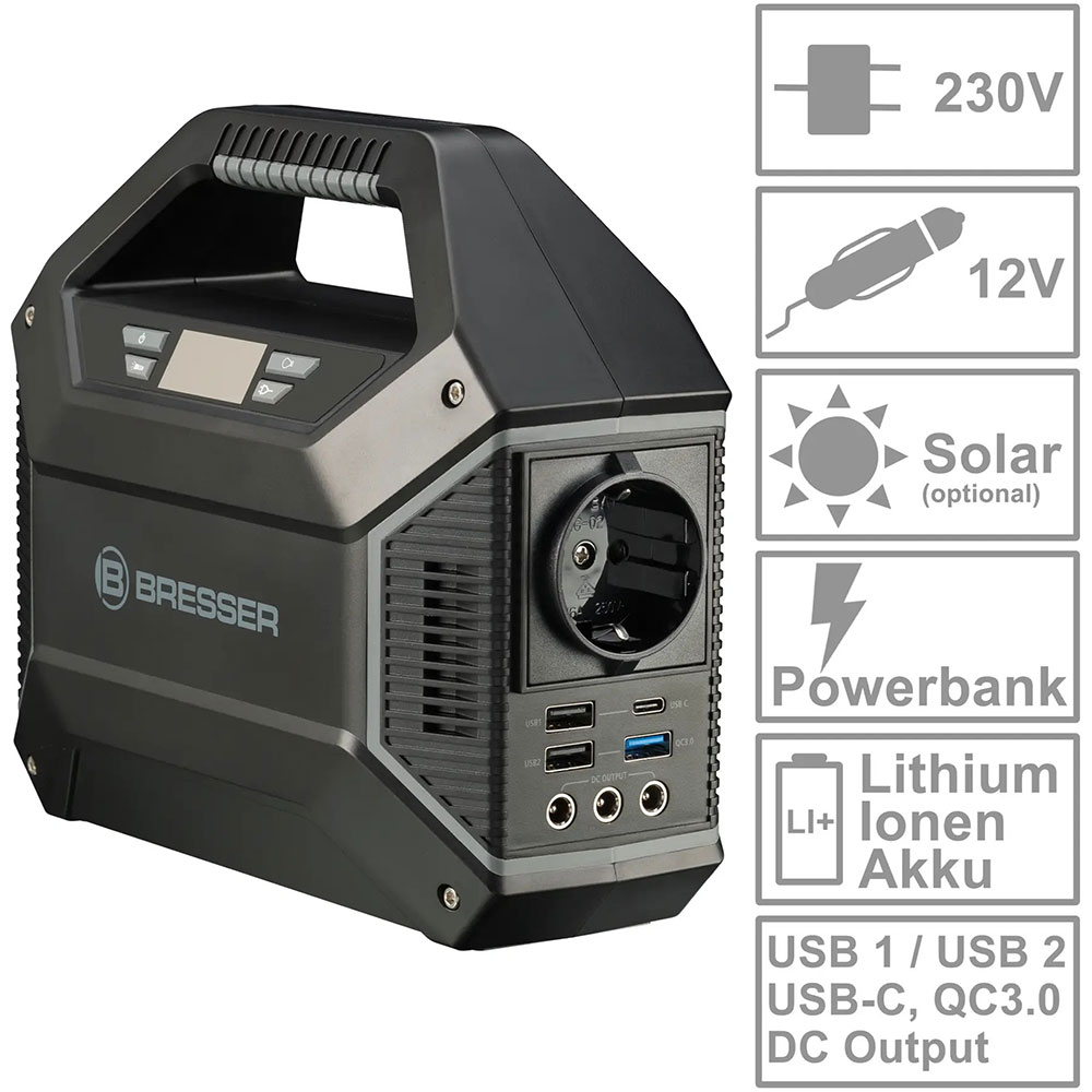 Зарядная станция BRESSER Portable Power Supply 100 Watt (3810000) Способ зарядки от сети
