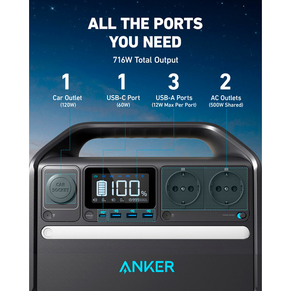 Внешний вид Зарядная станция ANKER 535 POWERHOUSE (A1751311)