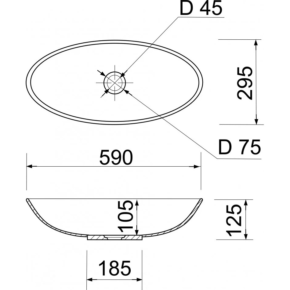 Зовнішній вигляд Раковина ADAMANT Andere New Black\White Glossy (100003856)