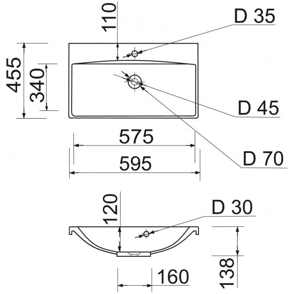 Раковина ADAMANT Emil White (4824296201401) Отверстие под смеситель есть