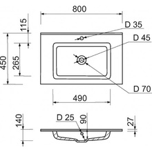 Раковина ADAMANT Flat White 80 (4824296206501)