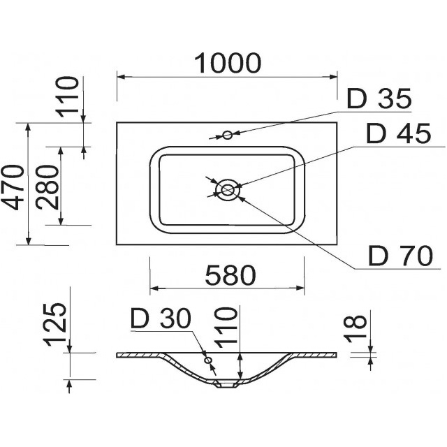 Раковина ADAMANT Frate White 100 (100002887) Отверстие под смеситель есть