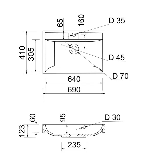Зображення Раковина ADAMANT Streng New 70 White (100002879)