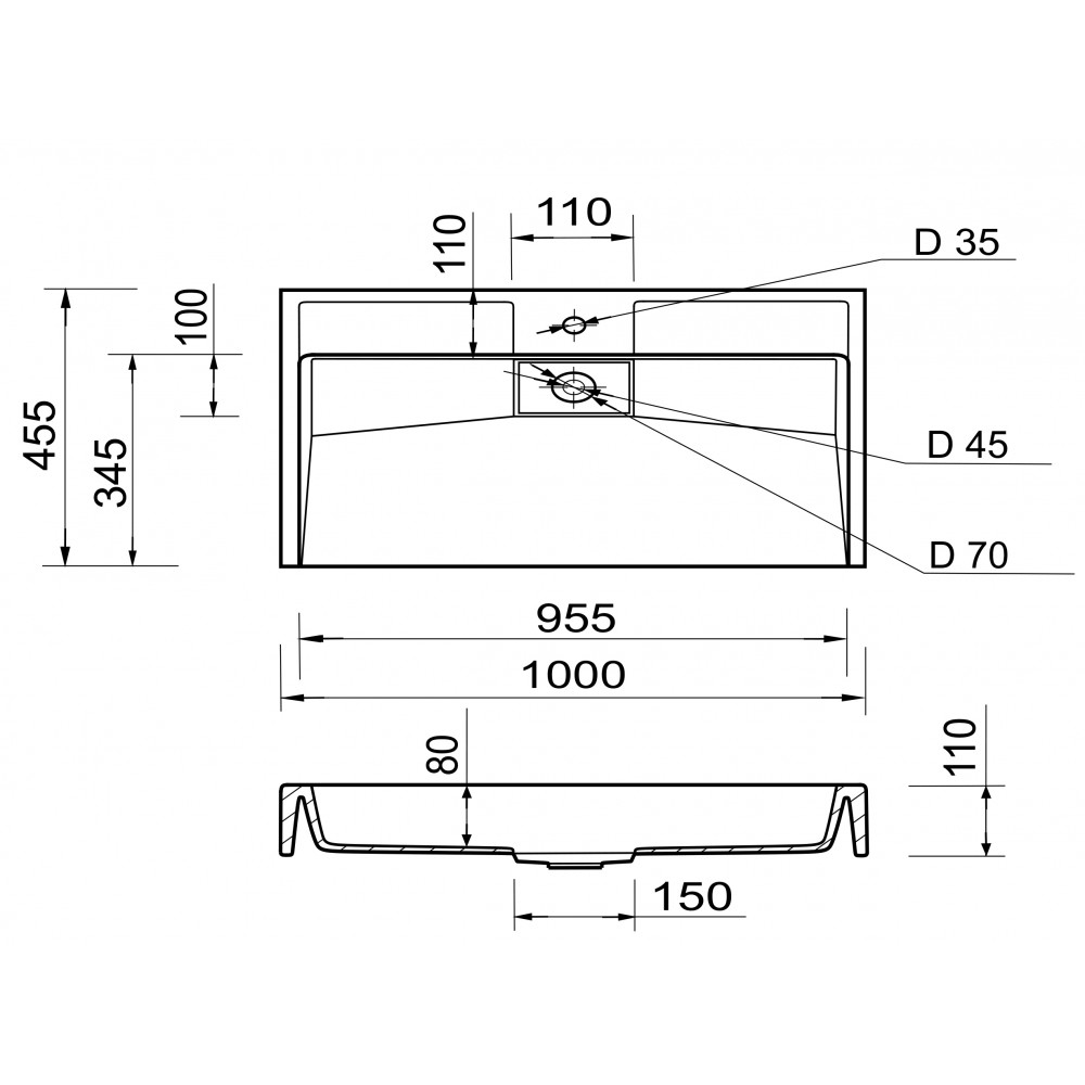 Внешний вид Раковина ADAMANT Vision 100 White (4824296205001)