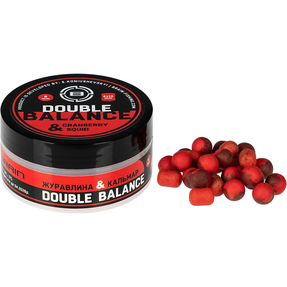 Бойлы BRAIN Double Balance Cranberry & Squid 08+06х10mm (1858.81.43)
