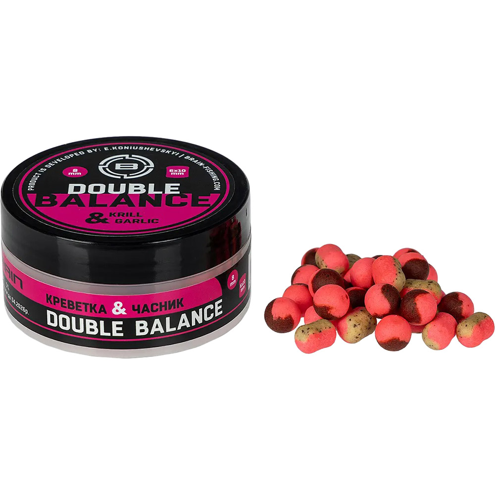 Бойлы BRAIN Double Balance Krill & Garlic 10+8х12mm (1858.21.77) Тип бойл и пеллетс