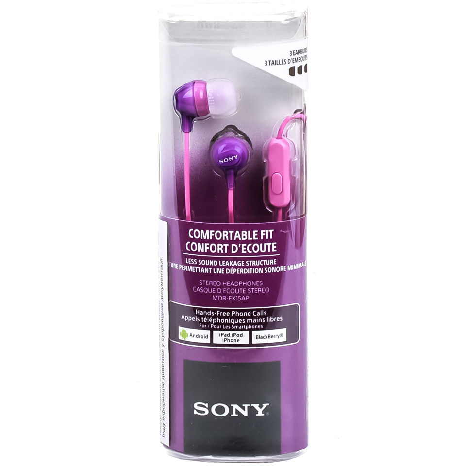 Гарнітура SONY MDR-EX15AP Violet Конструкція внутрішньоканальні (у вушний канал)