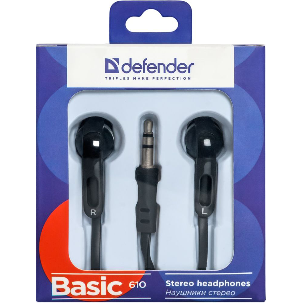 Навушники DEFENDER Basic-610 black (63610) Конструкція внутрішньоканальні (у вушний канал)