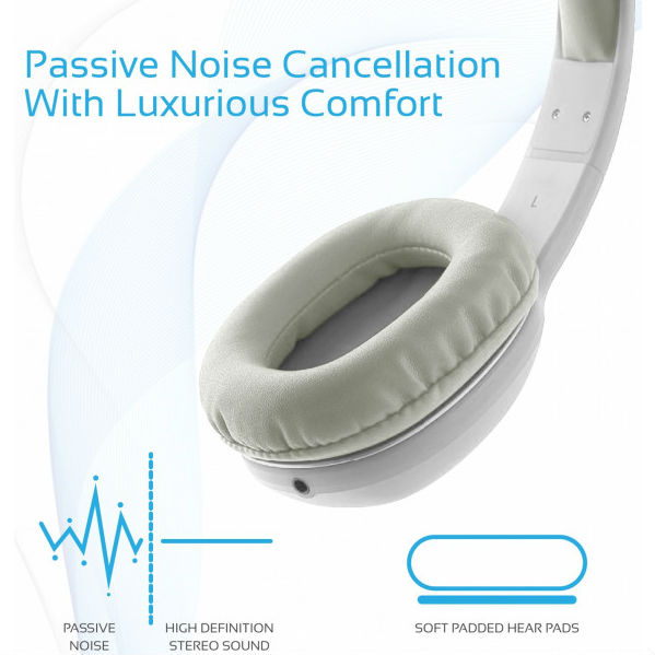 Наушники PROMATE Symphony White (symphony.white) Крепление дуга (над головой)