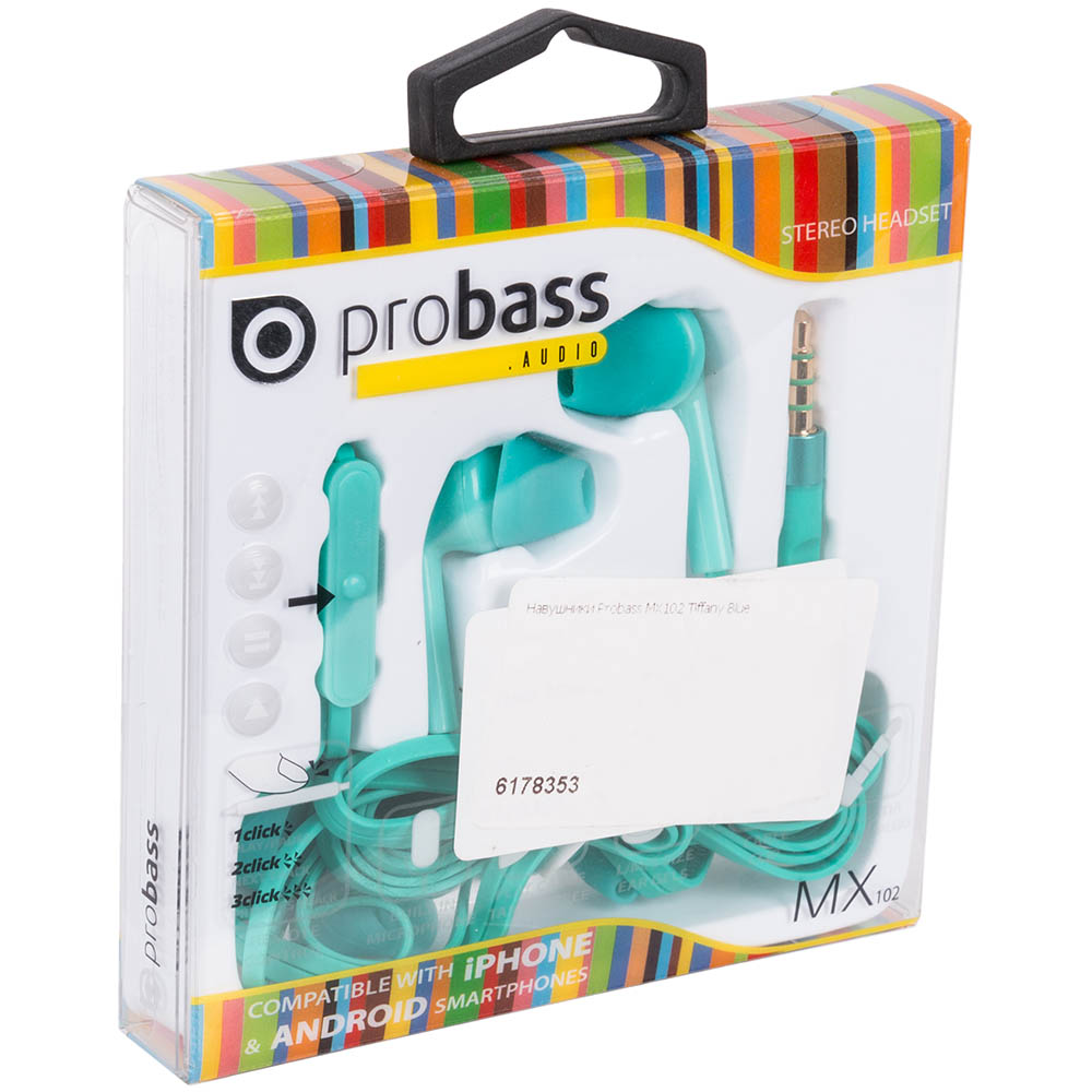 Фото Навушники PROBASS MX102 Tiffany Blue