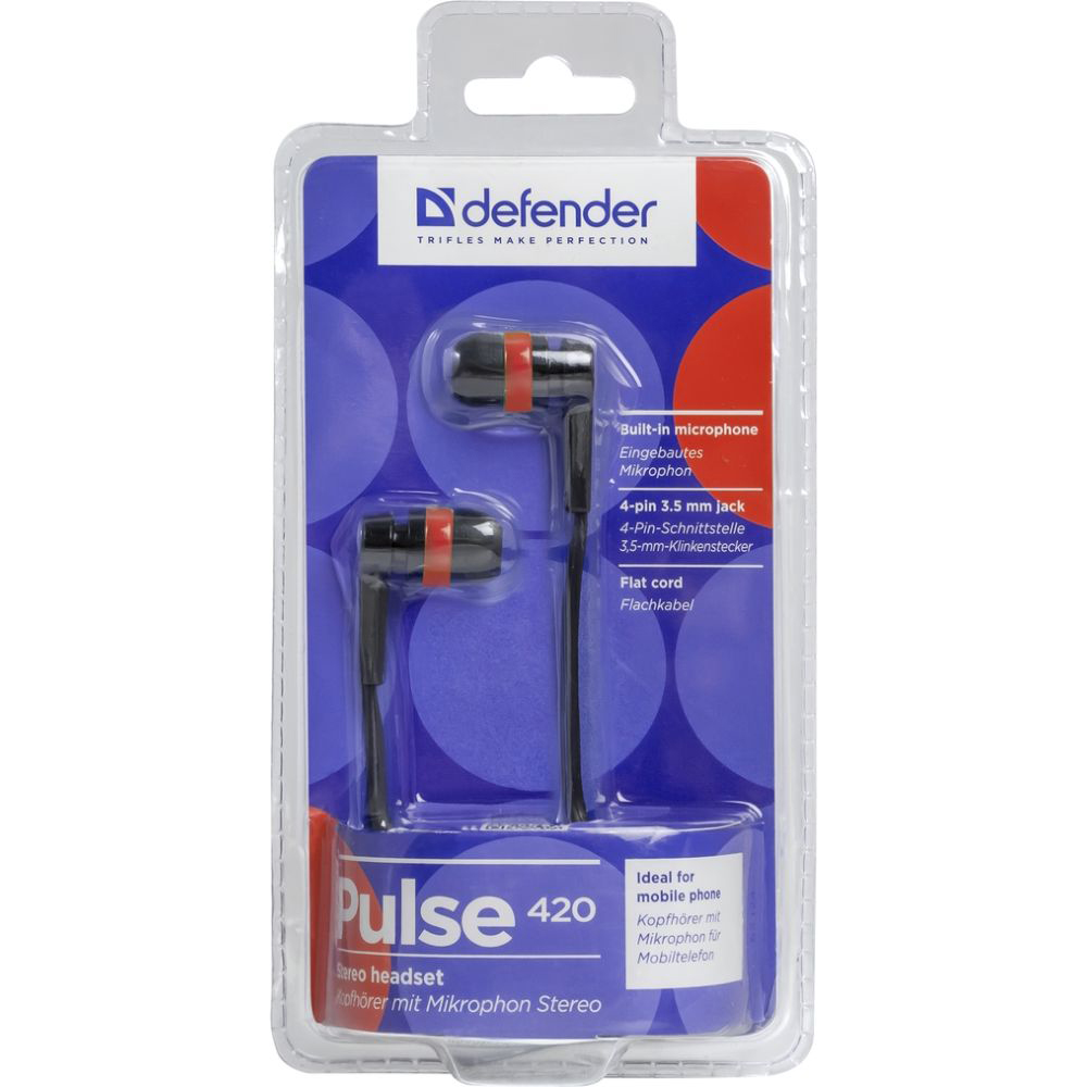 Гарнітура DEFENDER Pulse 420 red Підключення дротове