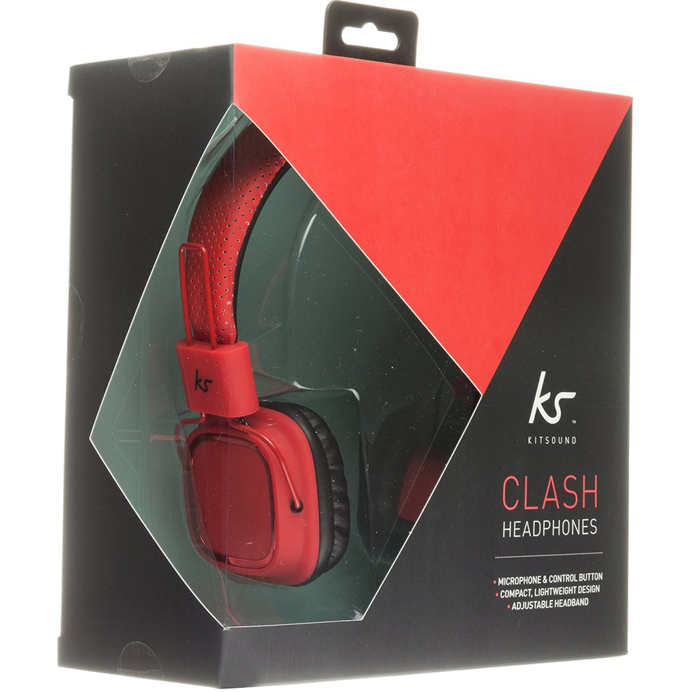 Гарнитура Kitsound Clash On-Ear Red (KSCLARD) Акустическое оформление полуоткрытые