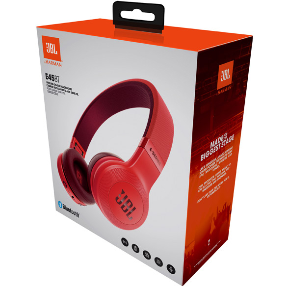 Гарнітура JBL E45BT Red (JBLE45BTRED) Конструкція накладні (накладаються на вухо)