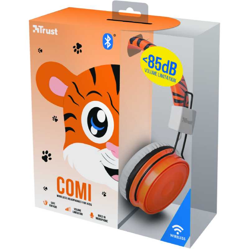 Зовнішній вигляд Гарнітура TRUST Comi Bluetooth Wireless Kids Headphones orange (23127)