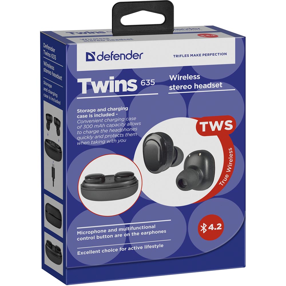 Внешний вид Гарнитура DEFENDER Twins 635 Black (63635)