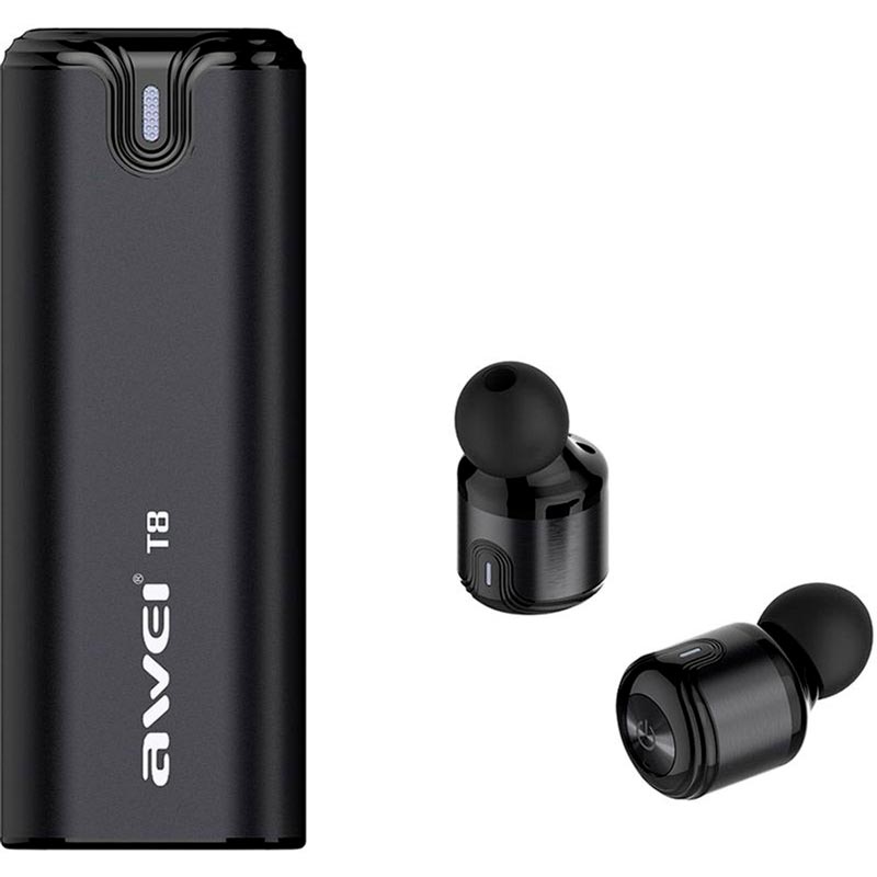 

Гарнитура AWEI T8 Twins Earphones Black (58475), T8 Twins Earphones Black