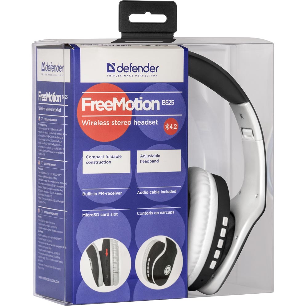 Гарнітура DEFENDER FreeMotion B525 Black/White (63525) Акустичне оформлення закриті