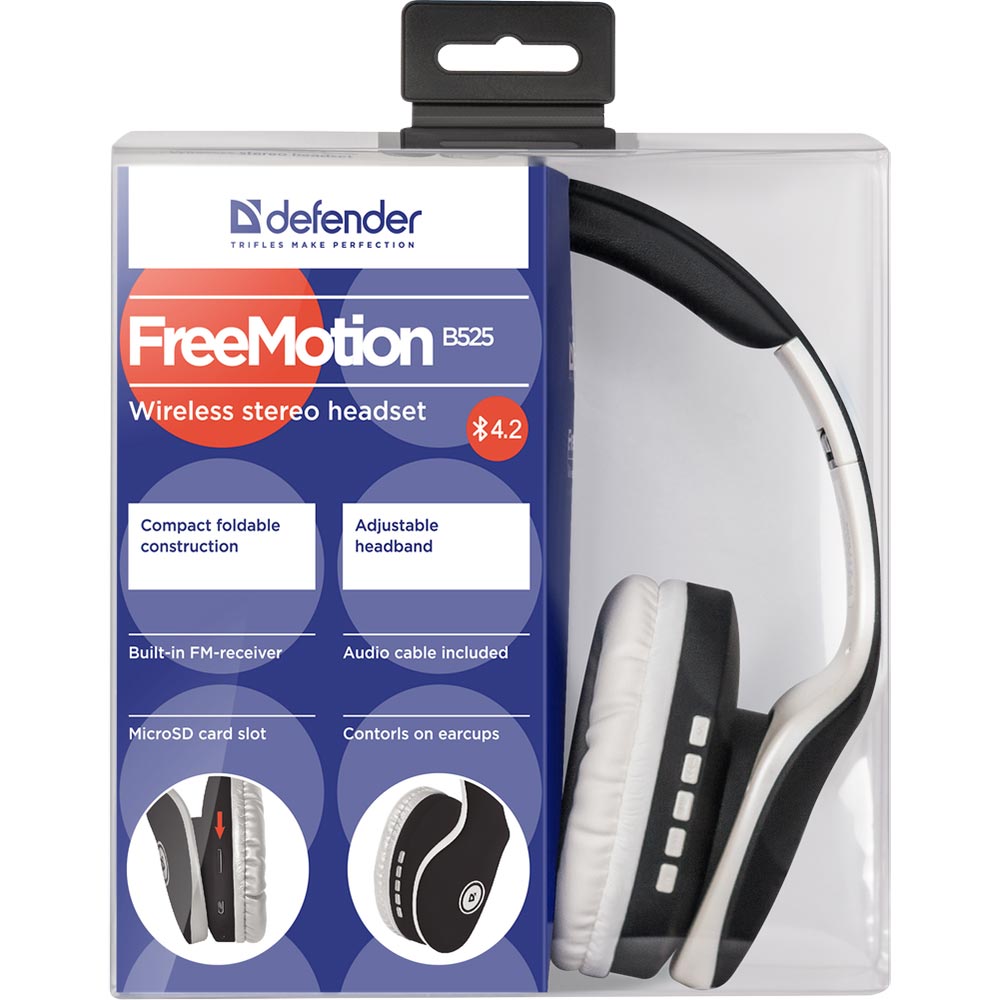 Зовнішній вигляд Гарнітура DEFENDER FreeMotion B525 Black/White (63525)