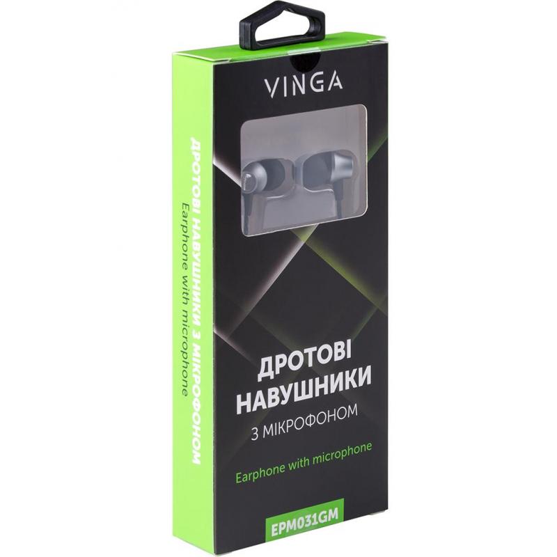 Гарнітура VINGA EPM031 GunMetal (EPM031GM) Конструкція внутрішньоканальні (у вушний канал)