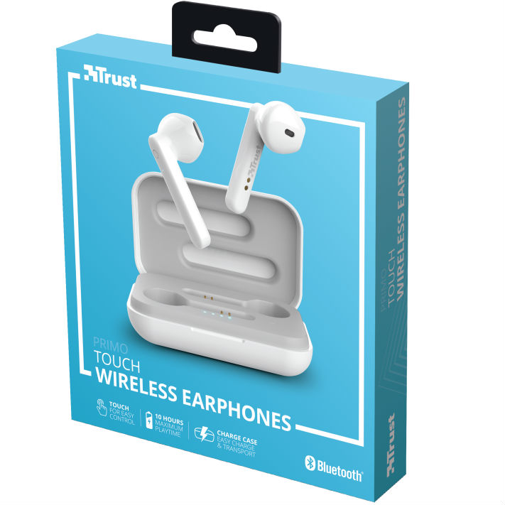 Фото Гарнітура TRUST Primo Touch BT Eearphones White (23783)