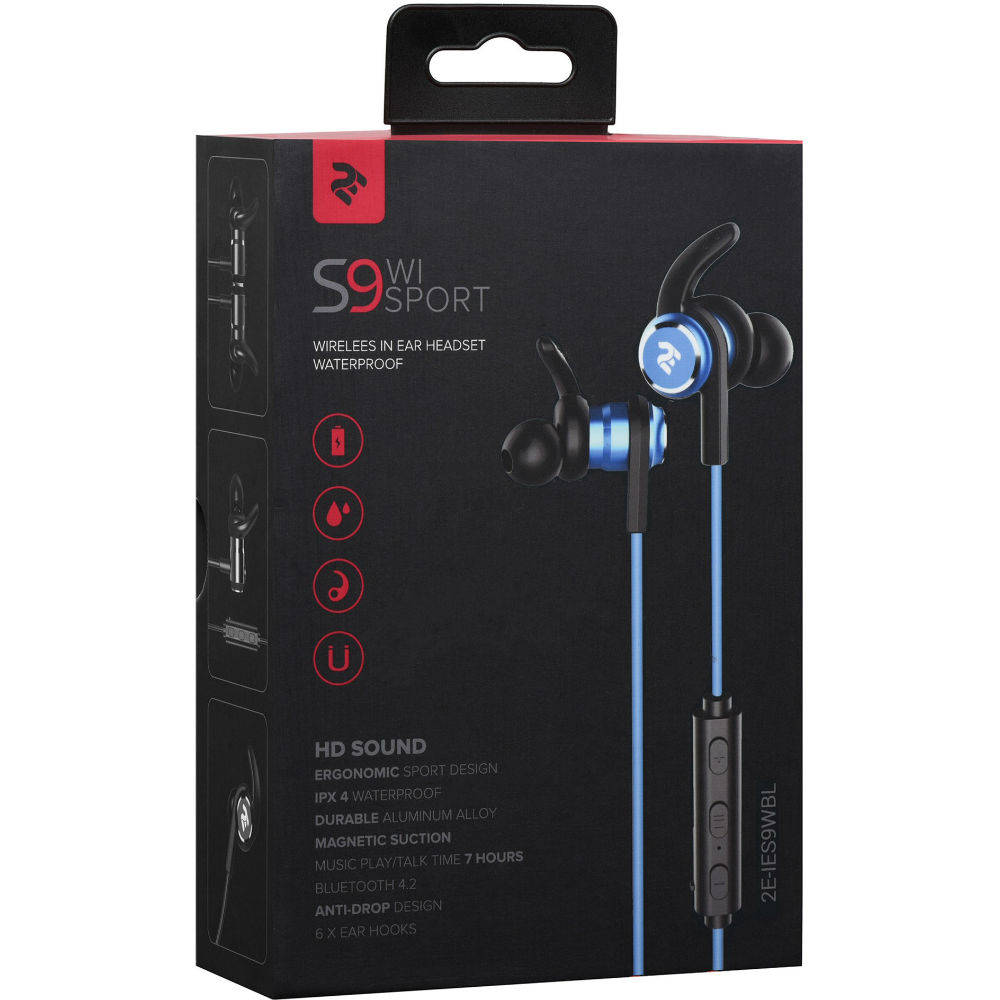 Гарнітура 2E S9 WiSport In Ear Waterproof Wireless Mic Blue (2E-IES9WBL) Акустичне оформлення закриті