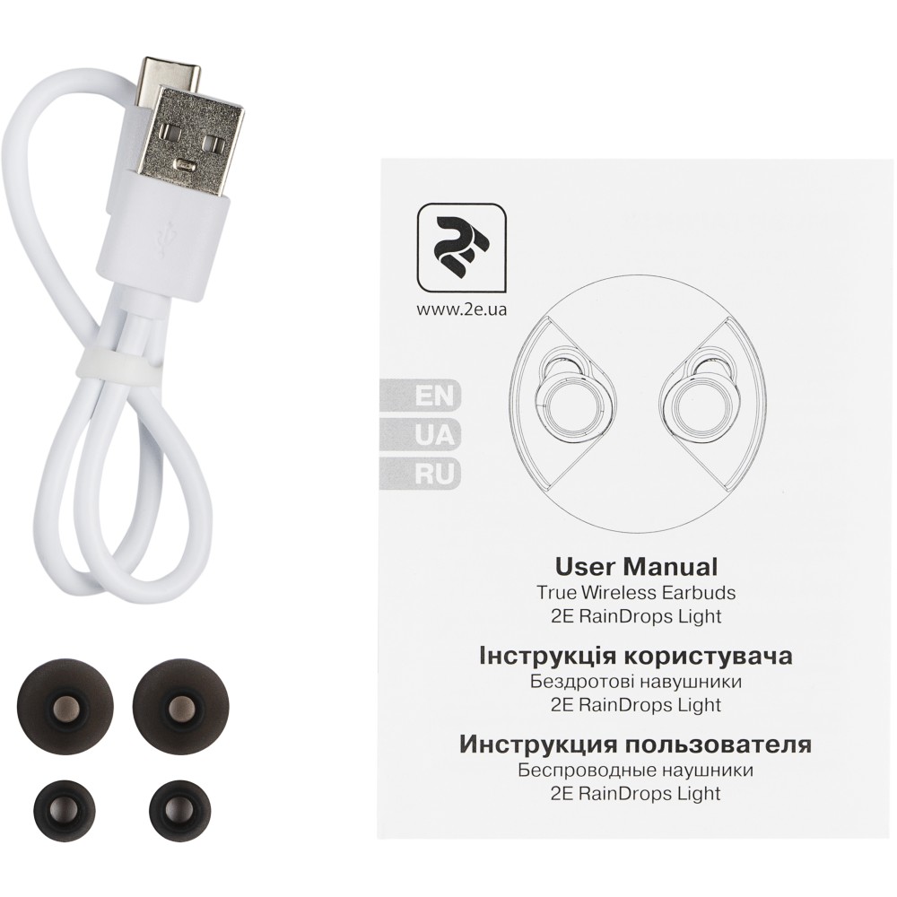 Гарнітура 2E RainDrops Light TWS Waterproof Mic White (2E-EBTWRDLWT) Підключення бездротове