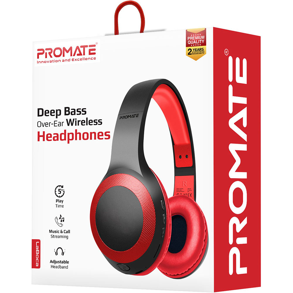 Гарнітура Promate LaBoca Bluetooth 5.0 Red (laboca.red) Акустичне оформлення закриті