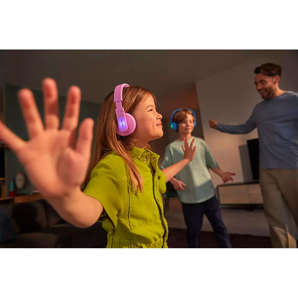 Гарнітура Philips Kids TAK4206 On-ear Colored light panels Wireless Pink (TAK4206PK/00) Кріплення дуга (над головою)