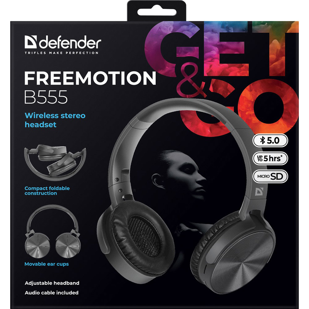 Замовити Гарнітура DEFENDER FreeMotion B555 Black Bluetooth ((63555))