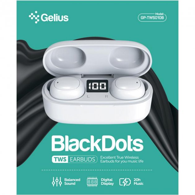 Гарнітура GELIUS Pro BlackDots GP-TWS010B White Конструкція внутрішньоканальні (у вушний канал)