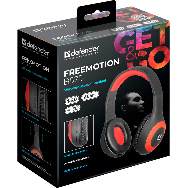 Фото Гарнітура DEFENDER FreeMotion B575 Black Red Bluetooth (63575)