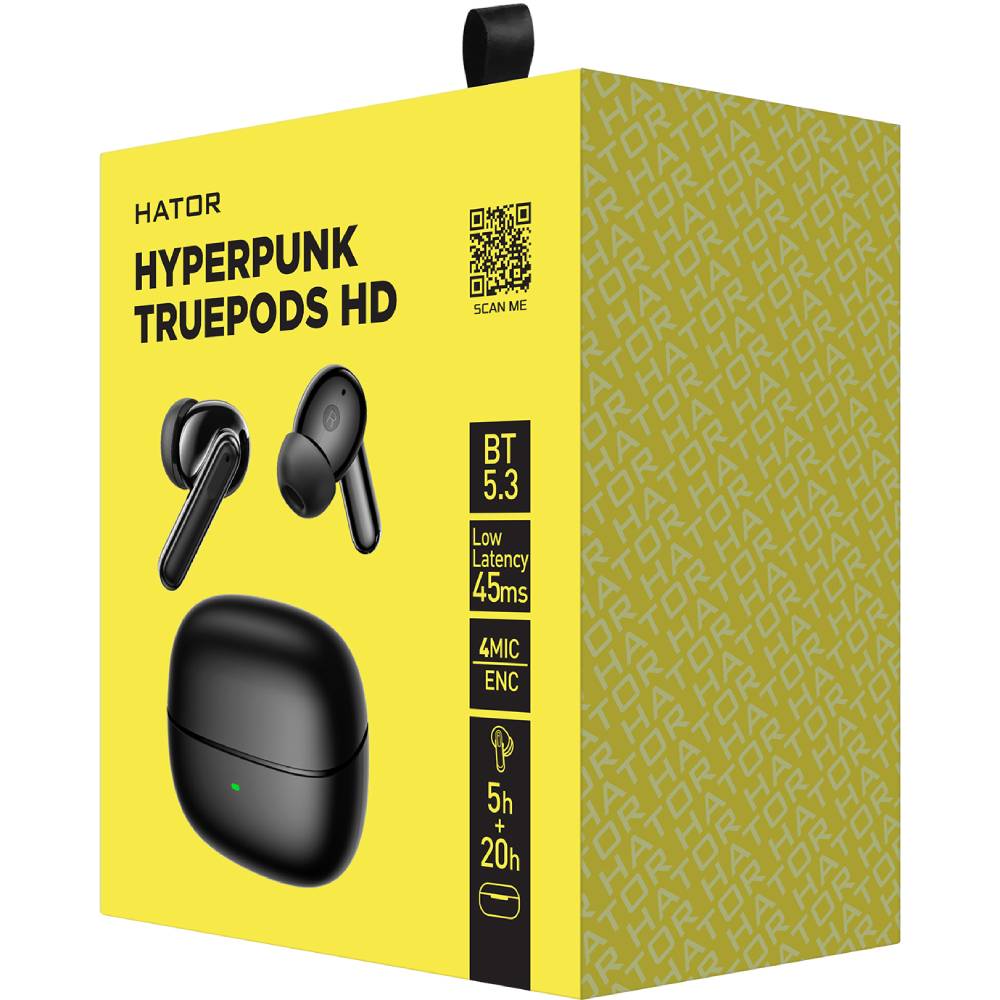 Гарнітура HATOR Hyреrpunk Truepods HD (HTA-435) Black Акустичне оформлення закриті