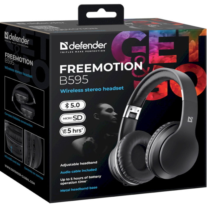 Внешний вид Гарнитура DEFENDER FreeMotion B595 Вlack (63595)