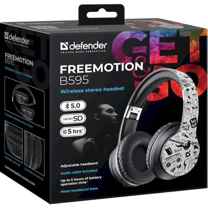 Фото Гарнітура DEFENDER FreeMotion B595 Bluetooth Рrint (63596)