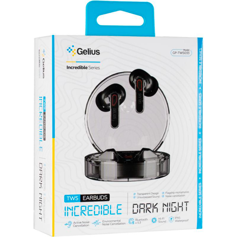 Зображення Гарнітура GELIUS Incredible GP-TWS033 Dark Night (00000094806)