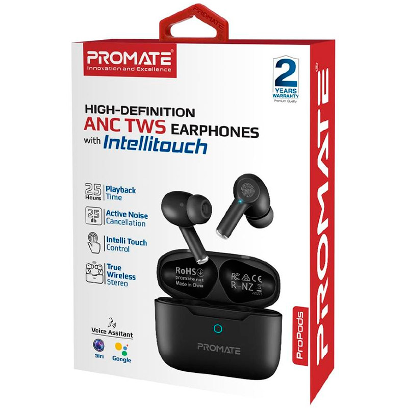 Замовити Гарнітура Promate ProPods Black (propods.black)