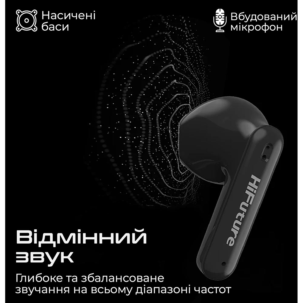 Гарнітура HIFUTURE Colorbuds2 Black (colorbuds2.black) Конструкція вкладиші (у вушну раковину)