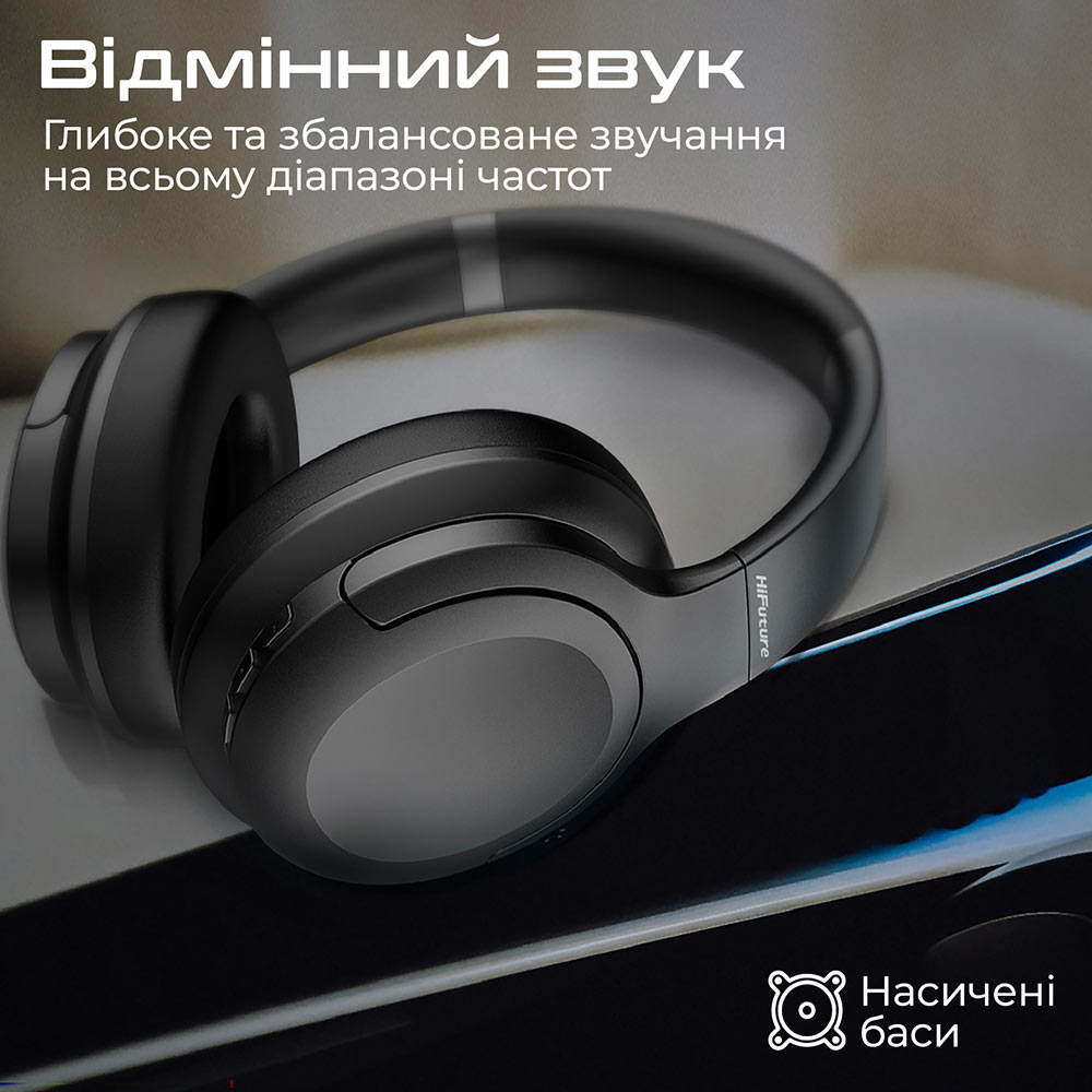 Гарнитура HIFUTURE FutureTour Black (futuretour.black) Конструкция накладные (накладываются на ухо)