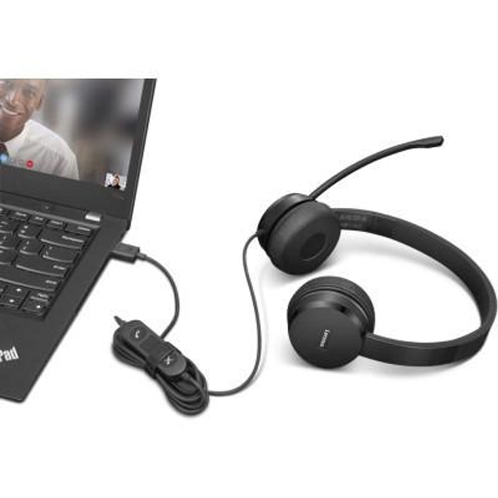 Зовнішній вигляд Гарнітура LENOVO USB-A Wired Stereo On-Ear Headset (4XD1K18260)