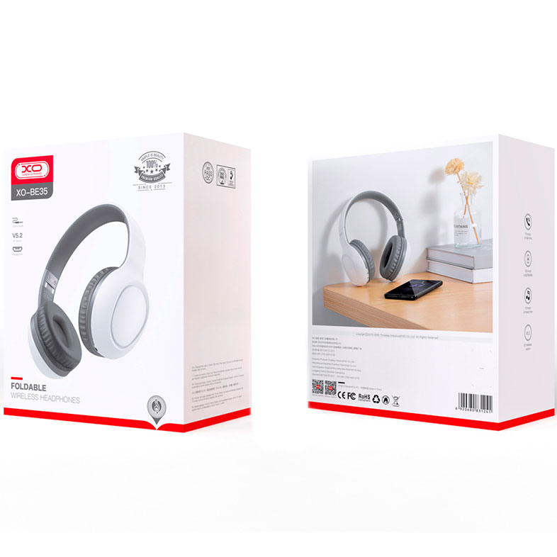 Гарнитура XO Stereo E35 White+Grey (BE35 grey) Конструкция накладные (накладываются на ухо)