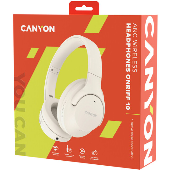 Зовнішній вигляд Гарнітура CANYON OnRiff 10 ANC Bluetooth Beige (CNS-CBTHS10BG)