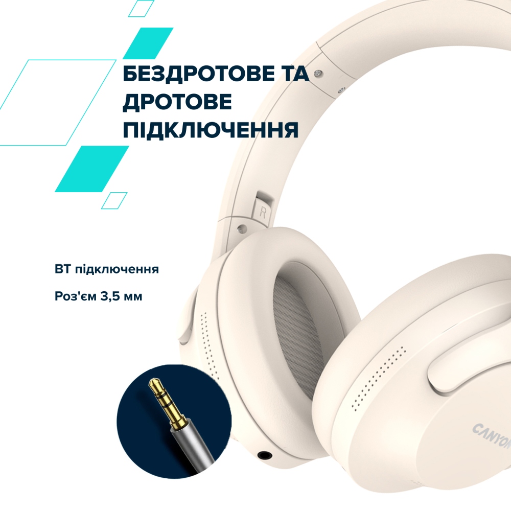 Замовити Гарнітура CANYON OnRiff 10 ANC Bluetooth Beige (CNS-CBTHS10BG)