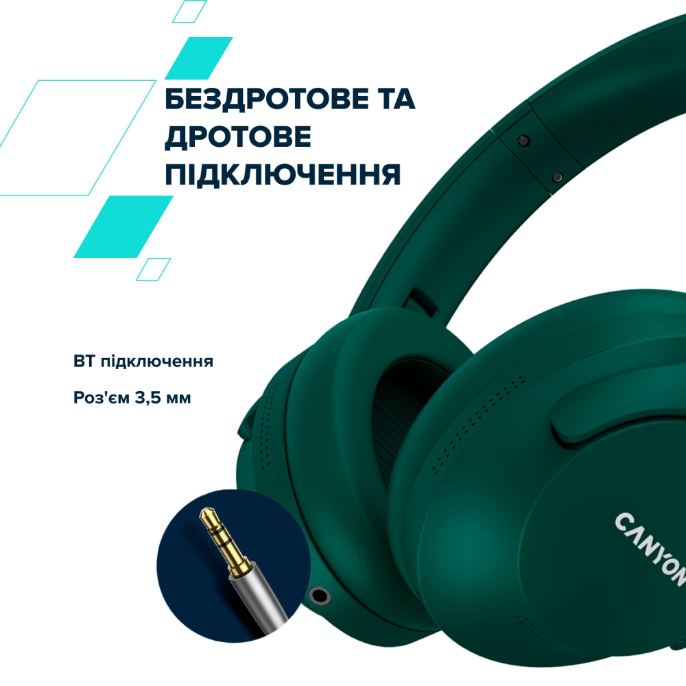 Замовити Гарнітура CANYON OnRiff 10 ANC Bluetooth Green (CNS-CBTHS10GN)