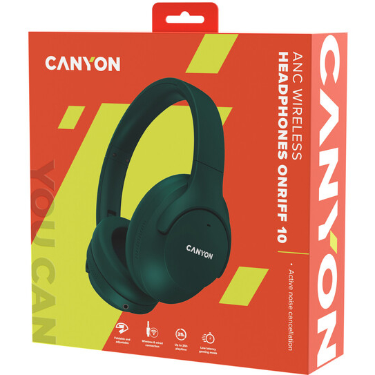 Зовнішній вигляд Гарнітура CANYON OnRiff 10 ANC Bluetooth Green (CNS-CBTHS10GN)