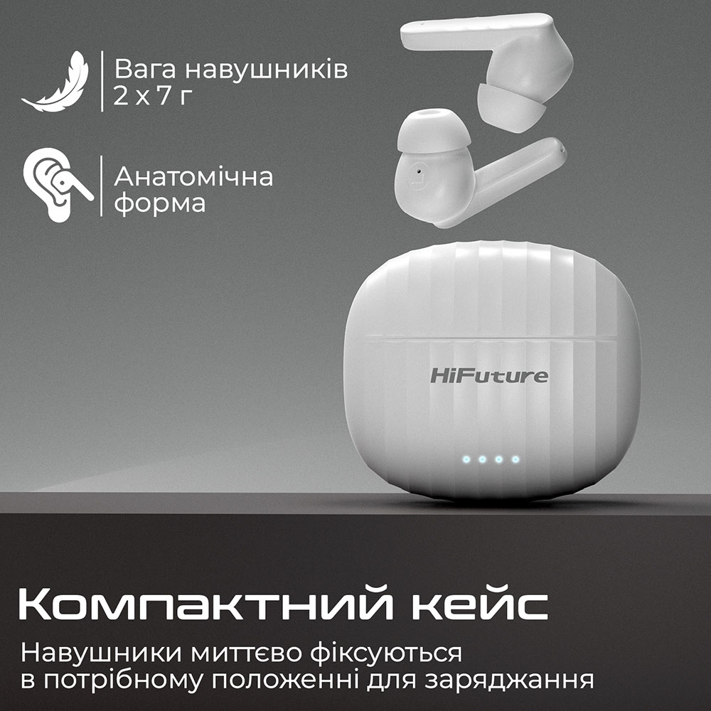 Гарнітура HIFUTURE SonicBliss White (6972576181282) Конструкція вкладиші (у вушну раковину)