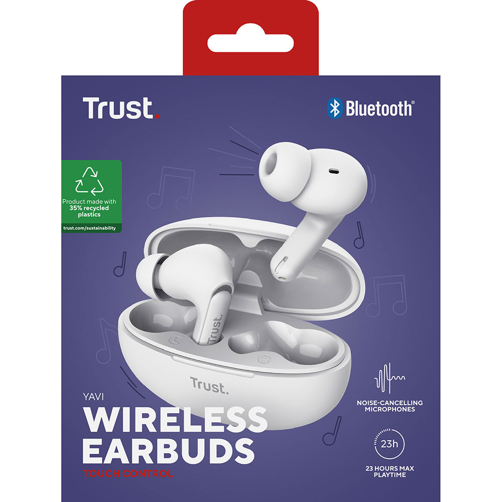 Фото 14 Гарнитура TRUST Yavi Bluetooth ENC Earbuds White (25172)