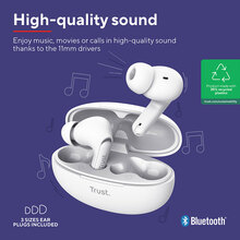 Гарнитура TRUST Yavi Bluetooth ENC Earbuds White (25172)