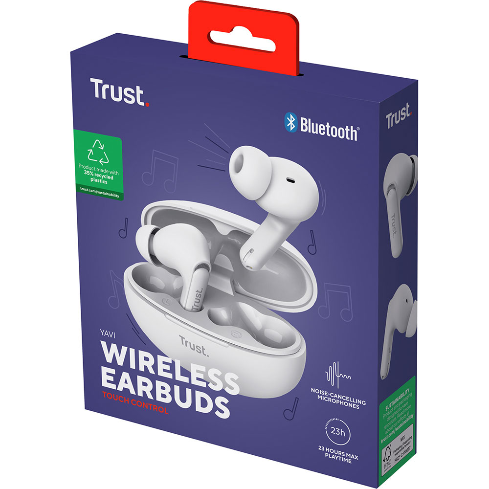 Фото 15 Гарнитура TRUST Yavi Bluetooth ENC Earbuds White (25172)