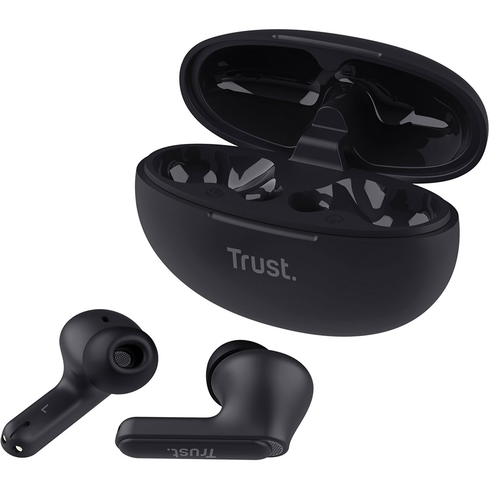 Гарнитура TRUSTYavi Bluetooth ENC Earbuds Black (25296) Дополнительно сенсорное управление; возможности управления: ответить/закончить разговор, управление плеером, активация голосового помощника; в комплекте 2 пары сменных амбушюр