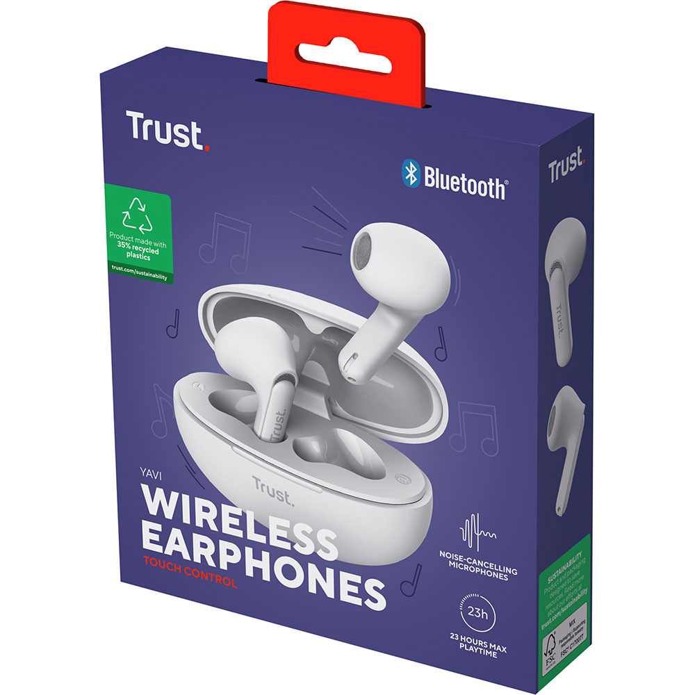 В Україні Гарнітура TRUST Yavi Bluetooth ENC Earphones White (25173)